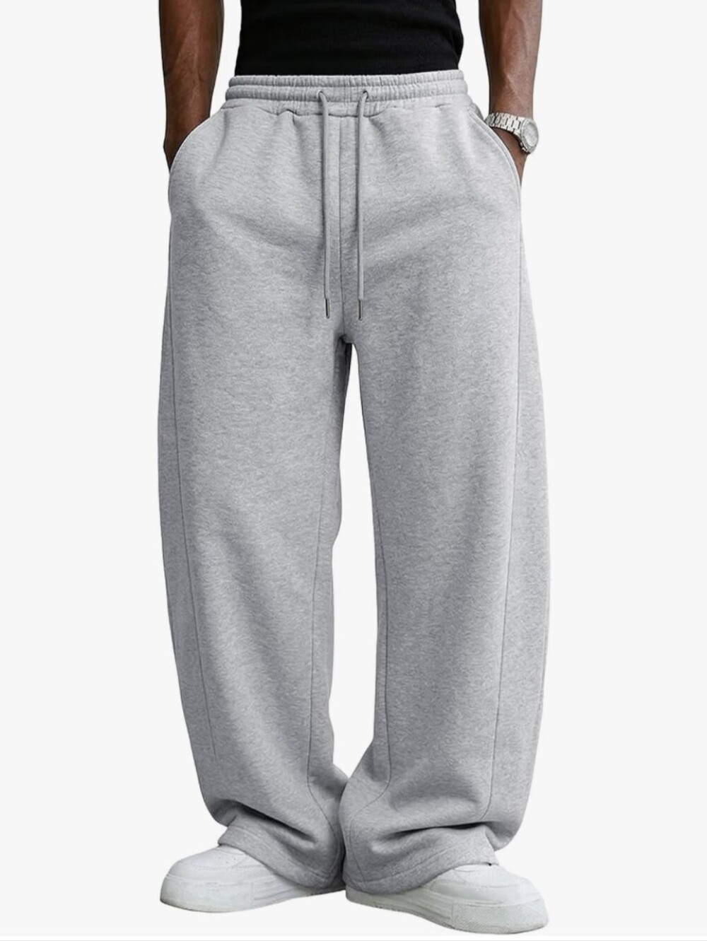 Men's Baggy Sweatpants Cotton Fleece Wide Leg Lounge Sweat Pants